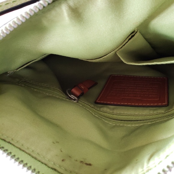 Coach Signature Stripe Lime Green Bag - Picture 7 of 8